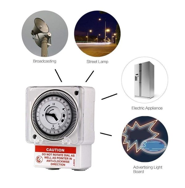 L&T GIC Time Switch J648B1 Quartz Analog Time Switch 240 VAC Base/DIN Mounting, 15 x 15 x 15, White